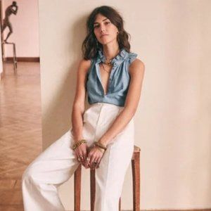 Sezane Charlotte Top in Chambray